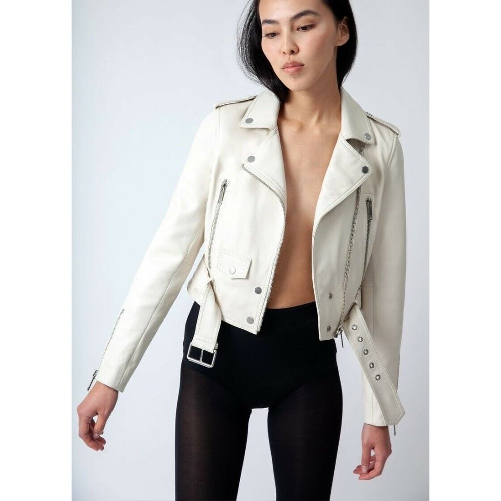 LTH JKT Mya Cropped Biker Jacket Moto White